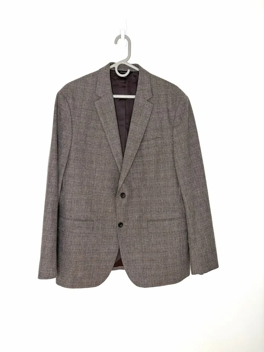 Banana Republic Emmettex Slim Fit Blazer 44R Brown Plaid Preppy Academia Career